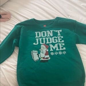 Hanes Green Kids Sweatshirt with Santa Design